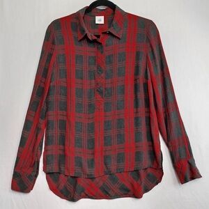 Cab Red and Black Plaid Button-Up Shirt